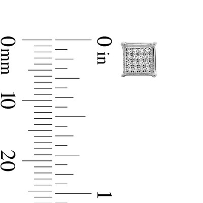 Sterling Silver 1/ CT. T.W. Multi-Diamond Square Studs