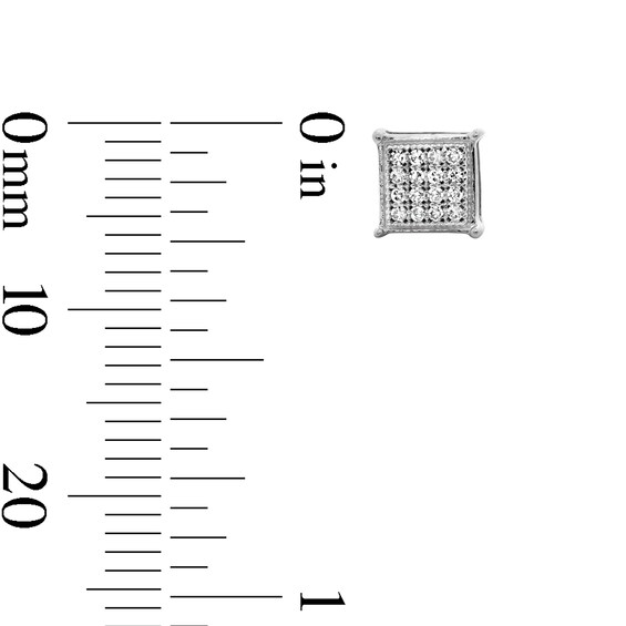Sterling Silver 1/ CT. T.W. Multi-Diamond Square Studs