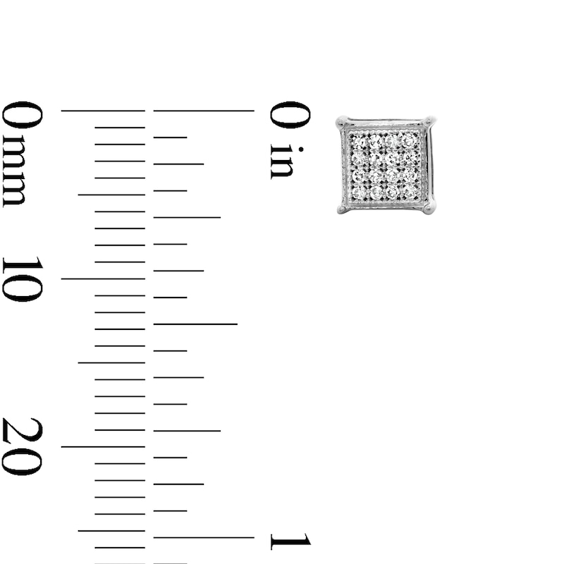 Main Image 3 of 1/10 CT. T.W. Diamond Square Earrings in Sterling Silver