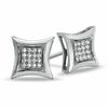 1/10 CT. T.W. Diamond Curved Framed Square Earrings in Sterling Silver
