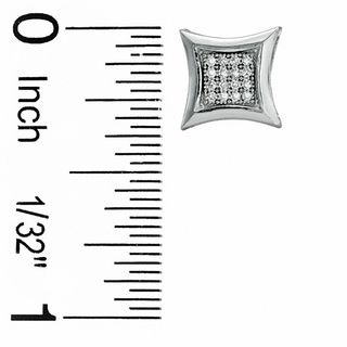 1/10 CT. T.W. Diamond Curved Framed Square Earrings in Sterling Silver