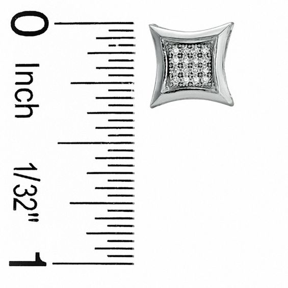1/10 CT. T.W. Diamond Curved Framed Square Earrings in Sterling Silver