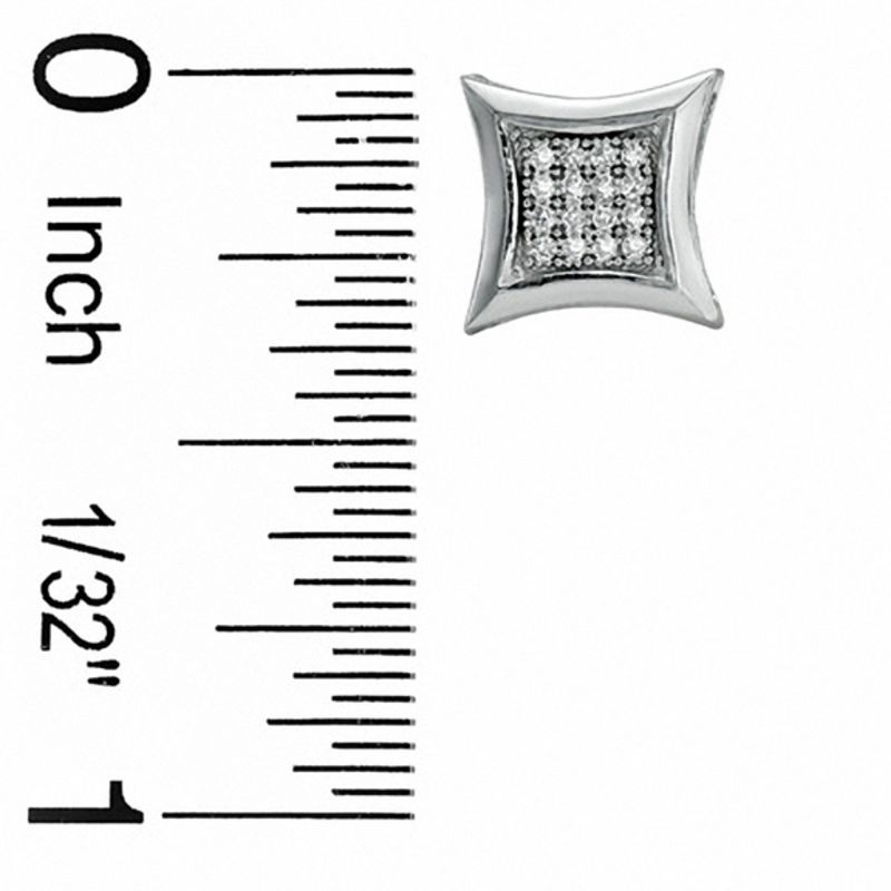1/10 CT. T.W. Diamond Curved Framed Square Earrings in Sterling Silver