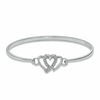 Diamond Accent Triple Heart Bangle in Sterling Silver