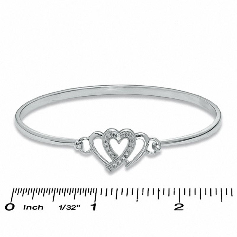 Diamond Accent Triple Heart Bangle in Sterling Silver