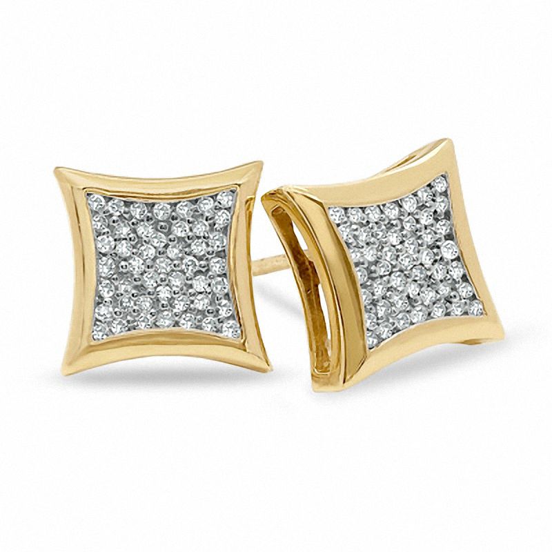 1/5 CT. T.W. Diamond Curved Square Earrings in 10K Gold
