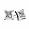 Thumbnail Image 1 of 1/5 CT. T.W. Diamond Curved Square Earrings in 10K White Gold