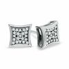 1/10 CT. T.W. Diamond Curved Frame Square Earrings in 10K White Gold