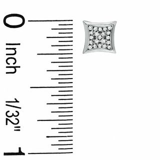 1/10 CT. T.W. Diamond Curved Frame Square Earrings in 10K White Gold