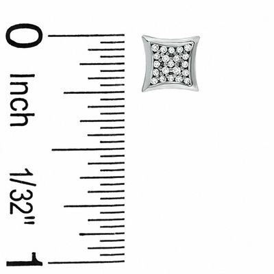 1/10 CT. T.W. Diamond Curved Frame Square Earrings in 10K White Gold