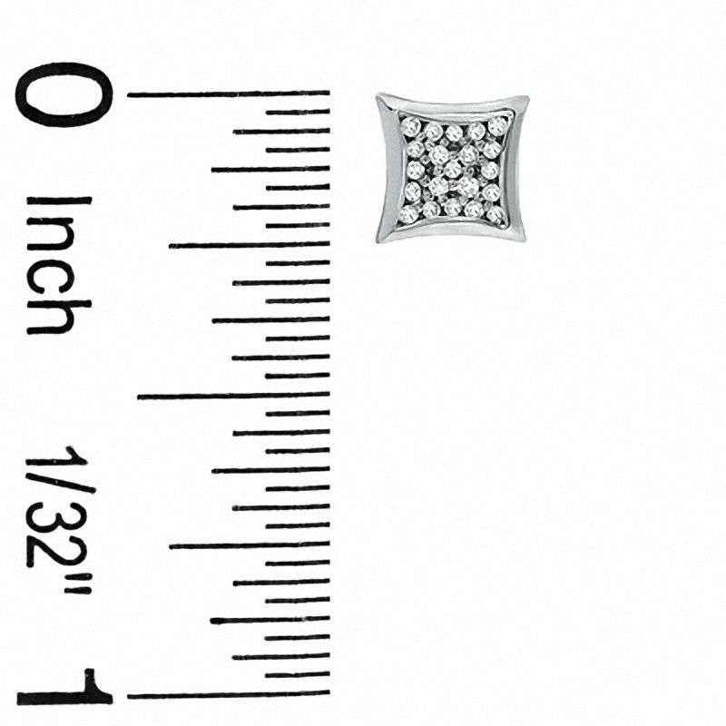 1/10 CT. T.W. Diamond Curved Frame Square Earrings in 10K White Gold