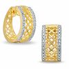 Diamond Accent Framed Grid Hoop Earrings in 18K Gold-Plated Sterling Silver