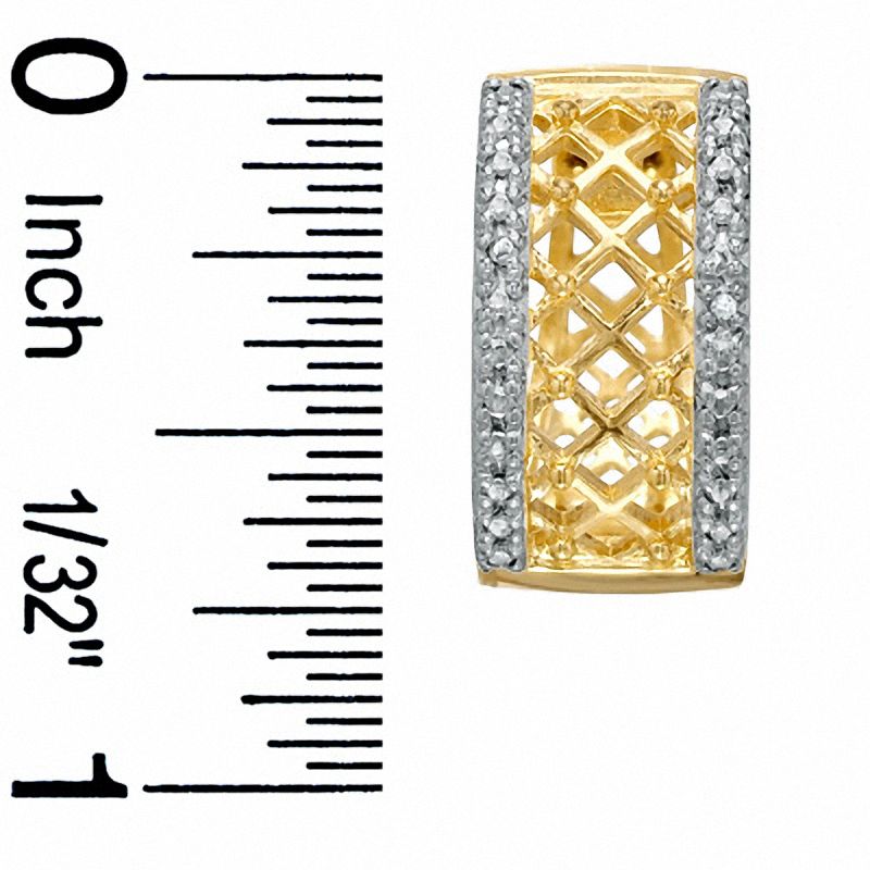 Diamond Accent Framed Grid Hoop Earrings in 18K Gold-Plated Sterling Silver