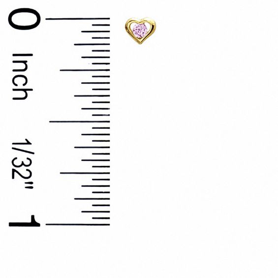 Child's Heart-Shaped Pink Cubic Zirconia Earrings in 10K Gold