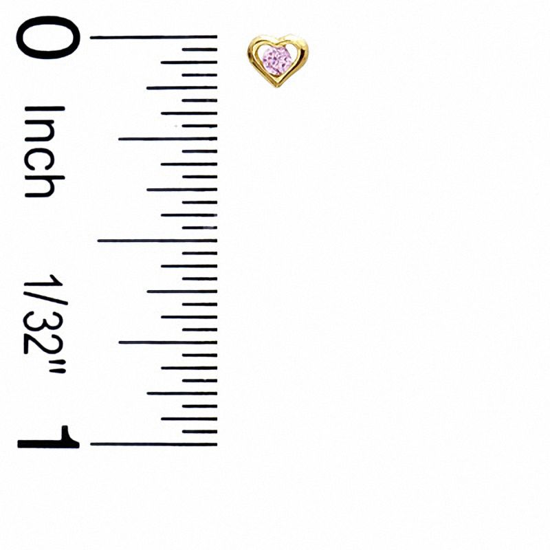 Child's Heart-Shaped Pink Cubic Zirconia Earrings in 10K Gold