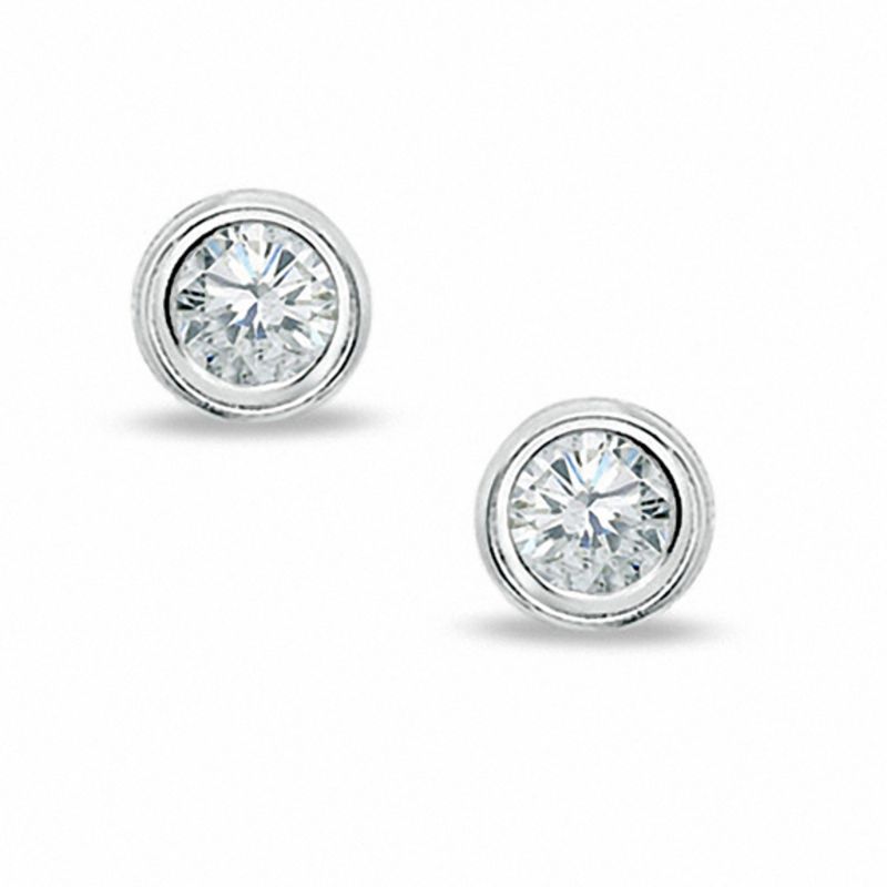 Child's 3mm Cubic Zirconia Earrings in 10K White Gold