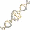 Thumbnail Image 0 of Diamond Accent MOM Heart Bracelet in 18K Gold-Plated Sterling Silver - 7.25"