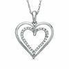 1/10 CT. T.W. Diamond Double Heart Pendant in 18K Gold-Plated Sterling Silver