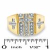 Thumbnail Image 3 of 14K Gold Plate 1/10 CT. T.W. Diamond Beaded Cross Ring