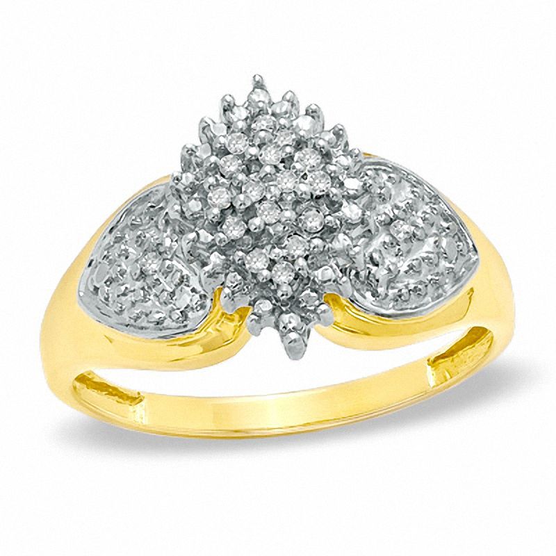 Diamond Accent Marquise Cluster Ring in 18K Gold-Plated Sterling Silver - Size 7