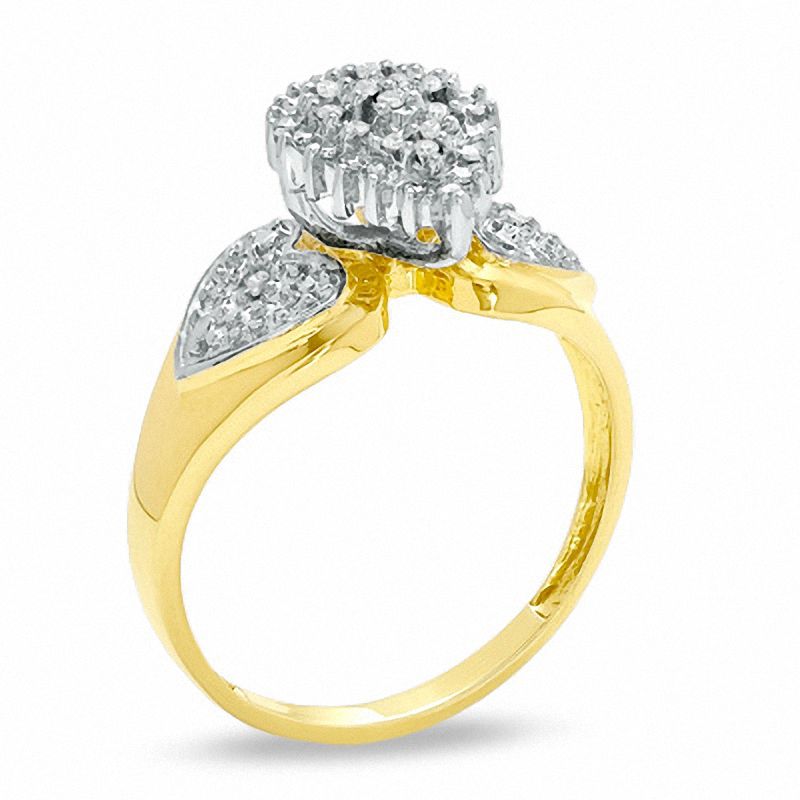 Diamond Accent Marquise Cluster Ring in 18K Gold-Plated Sterling Silver - Size 7