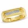 Diamond Accent Two Row Band in 18K Gold-Plated Sterling Silver - Size 10.5