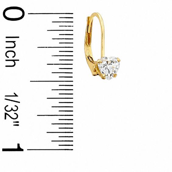 Child's 4mm Heart-Shaped Cubic Zirconia Earrings in 14K Gold