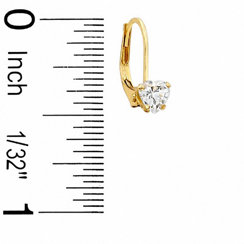 Main Image 2 of Child's 4mm Heart-Shaped Cubic Zirconia Earrings in 14K Gold
