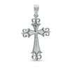Thumbnail Image 1 of Small Diamond-Cut Budded Cross Charm in 10K White Gold