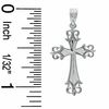 Thumbnail Image 2 of Small Diamond-Cut Budded Cross Charm in 10K White Gold