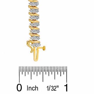 1/10 CT. T.W. Diamond S Tennis Bracelet in 18K Gold-Plated Sterling Silver - 7.25"
