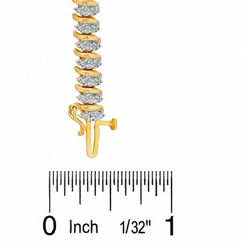 Main Image 3 of 1/10 CT. T.W. Diamond S Tennis Bracelet in 18K Gold-Plated Sterling Silver - 7.25"