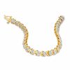 1/10 CT. T.W. Diamond Cluster X Bracelet in 18K Gold-Plated Sterling Silver - 7.25"