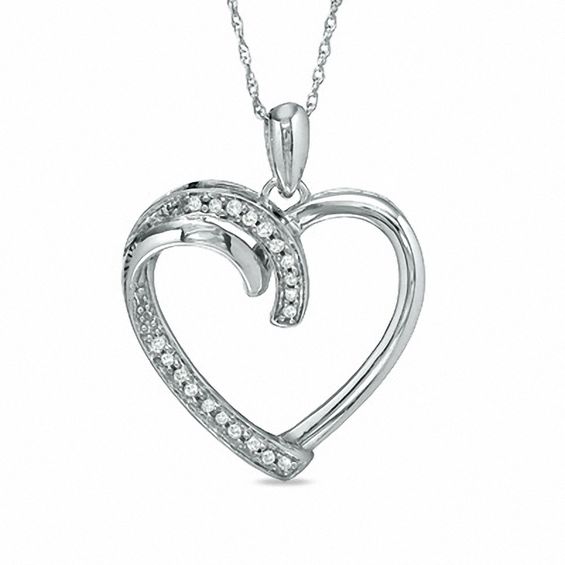 1/10 CT. T.W. Diamond Heart Pendant in 10K White Gold