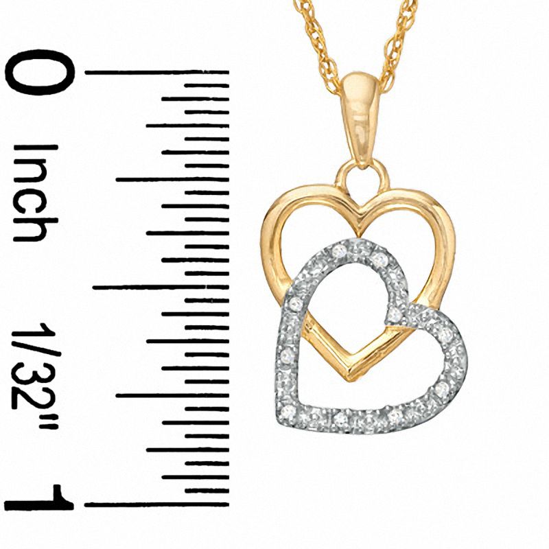 Diamond Accent Double Heart Pendant in 18K Gold-Plated Sterling Silver