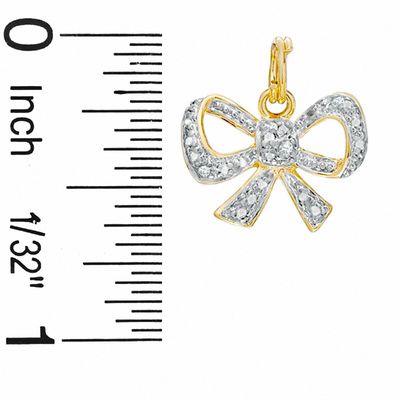 Diamond Accent Bow Charm in 18K Gold-Plated Sterling Silver