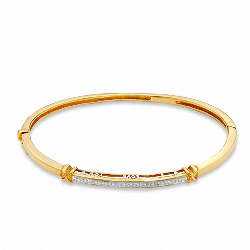 1/10 CT. T.W. Diamond Bangle in 18K Gold-Plated Sterling