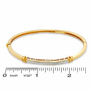 1/10 CT. T.W. Diamond Bangle in 18K Gold-Plated Sterling Silver - 7.5"