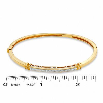 1/10 CT. T.W. Diamond Bangle in 18K Gold-Plated Sterling Silver - 7.5"