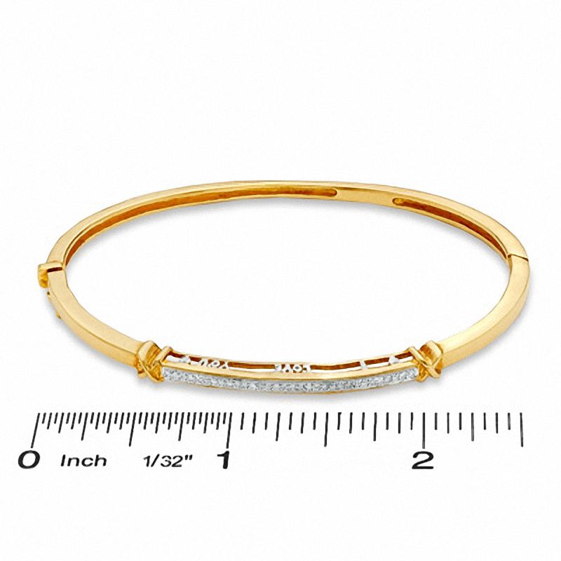 1/10 CT. T.W. Diamond Bangle in 18K Gold-Plated Sterling Silver - 7.5"