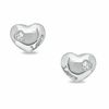 Cubic Zirconia Accent Puffy Heart Earrings in 10K White Gold