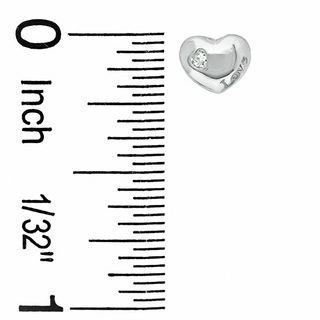 Cubic Zirconia Accent Puffy Heart Earrings in 10K White Gold