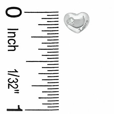 Cubic Zirconia Accent Puffy Heart Earrings in 10K White Gold