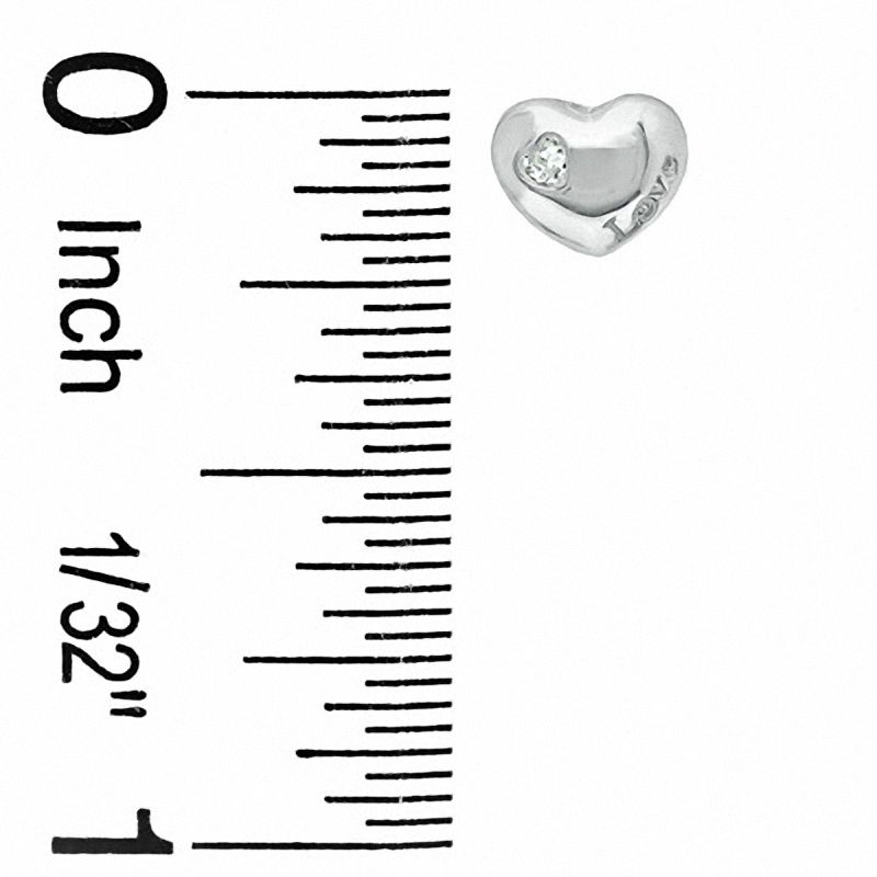 Cubic Zirconia Accent Puffy Heart Earrings in 10K White Gold