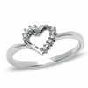 Diamond Accent Open Heart Ring in 10K White Gold - Size 7