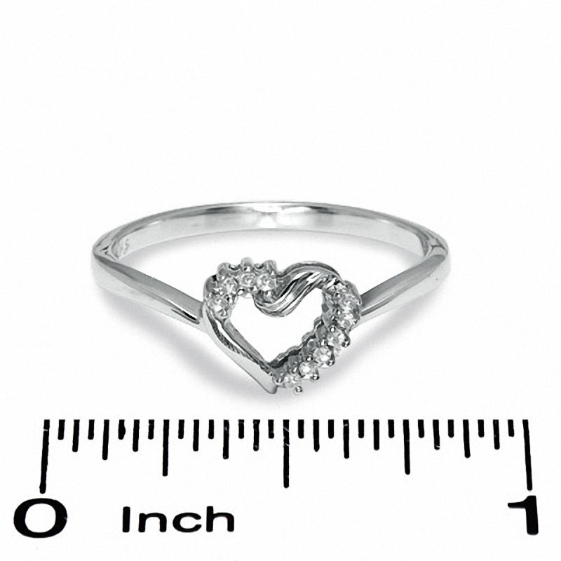 Diamond Accent Open Heart Ring in 10K White Gold - Size 7