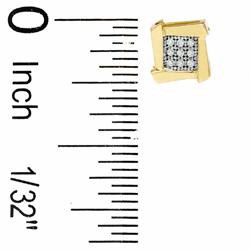 Main Image 2 of 1/20 CT. T.W. Composite Diamond Square Knot Stud Earrings in 10K Gold