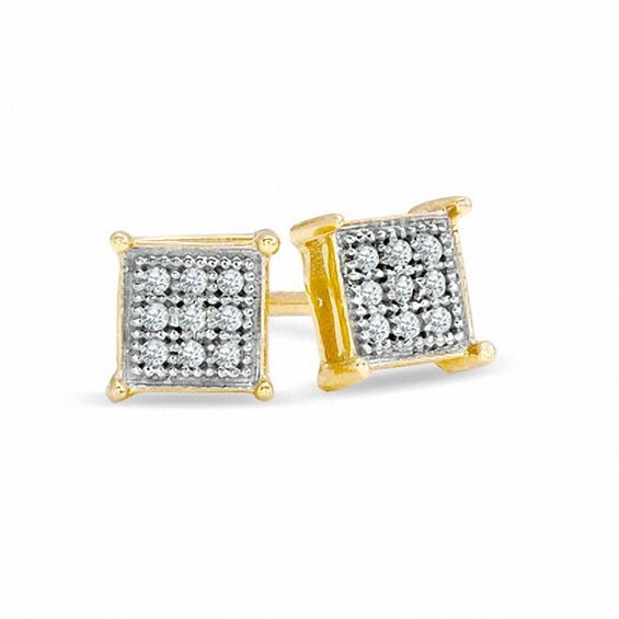 Diamond Accent Square Earrings in 10K Gold