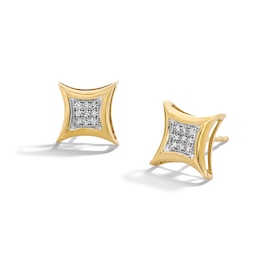 Diamond Accent Curved Frame Square Earrings in 10K Gold