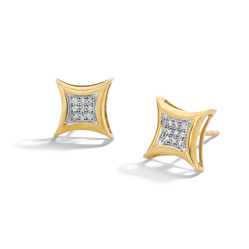 Main Image 1 of Diamond Accent Curved Frame Square Earrings in 10K Gold